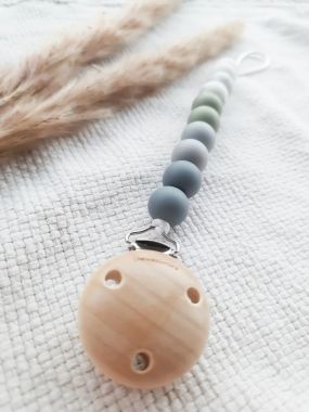 Chewie Pacifier Clip Silicone Beads Ombre Sage
