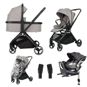 Topmark 3 In 1 Diaz Stroller Taupe + Cabino Car Seat 360 I-Size & Base