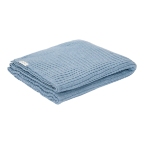 Little Dutch Knitted Crib Blanket Pure Denim Blue 70x100 cm