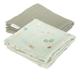 Little Dutch Muslin Cloths Set 70x70 Little Farm/Olive