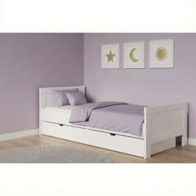 Born Lucky Teen Bed Noel White 90 x 200 cm With Drawer