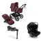 Bugaboo Stroller 3 in 1 Fox 5 Renew Complete Black | Dark Cherry + Bugaboo Group 0 Car Seat Turtle Air by Nuna Black + Rotatable Isofix Base 360