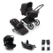 Bugaboo Stroller 3 In 1 Fox Cub Complete Black Midnight Black + Isofix Base + Car Seat Adapters