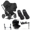 Bugaboo Donkey 5 Duo Stroller 3 In 1 Black Midnight Black + Isofix Base + Footmuff