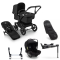 Bugaboo Donkey 5 Mono Stroller 3 In 1 Black Midnight Black + Isofix Base + Footmuff