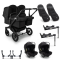 Bugaboo Donkey 5 Twin Stroller 3 In 1 Black Midnight Black + Isofix Base + Footmuff