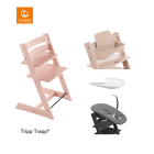 Stokke® High Chair Tripp Trapp® Serene Pink + Newborn Set™ Anthracite + Baby Set™ Serene Pink + Tray™