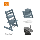 Stokke® High Chair Tripp Trapp® Fjord Blue + Newborn Set™ Anthracite + Baby Set™ Fjord Blue + Tray™