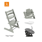 Stokke® Children's Chair Tripp Trapp® Glacier Green + Newborn Set™ Anthracite + Baby Set™ Glacier Green + Tray™