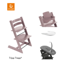 Stokke® High Chair Tripp Trapp® Heather Mauve + Newborn Set™ Anthracite + Baby Set™ Natural + Tray™