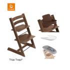 Stokke® High Chair Tripp Trapp® Warm Brown + Newborn Set™ + Baby Set™ Warm Brown + Tray™