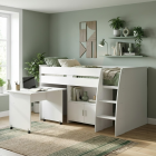 Half Loft Bed Beau White with Mattress