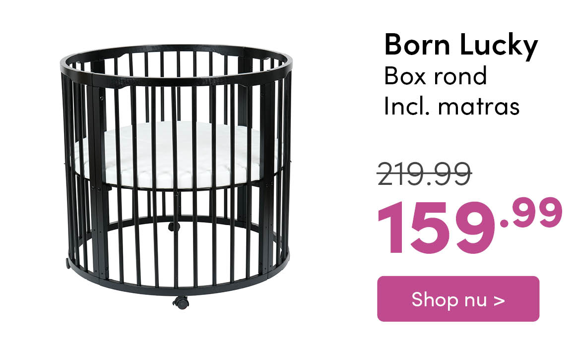 Born Lucky Box Rond Zwart Met Matras | Baby & Tiener Megastore